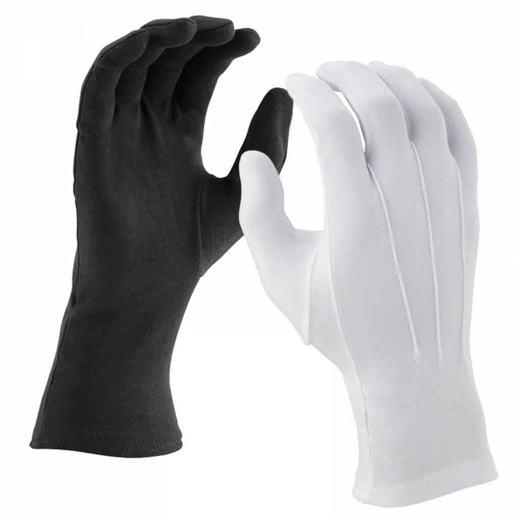 DSI (Pair) Long Wrist Nylon Marching Band Gloves (White) ONE SIZE FITS