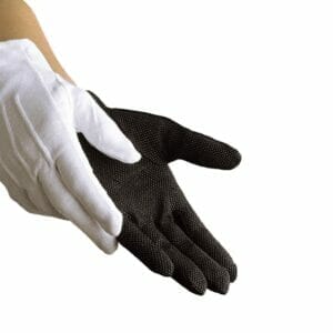 Dinkles White Cotton Sure-Grip Marching Band and Guard Gloves (Pair)-GL30