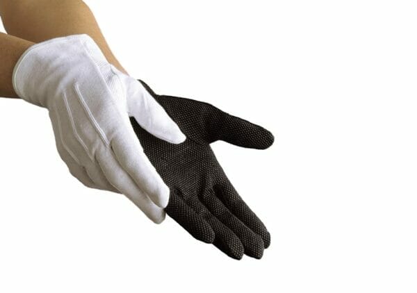 Dinkles White Cotton Sure-Grip Marching Band and Guard Gloves (Pair)-GL30