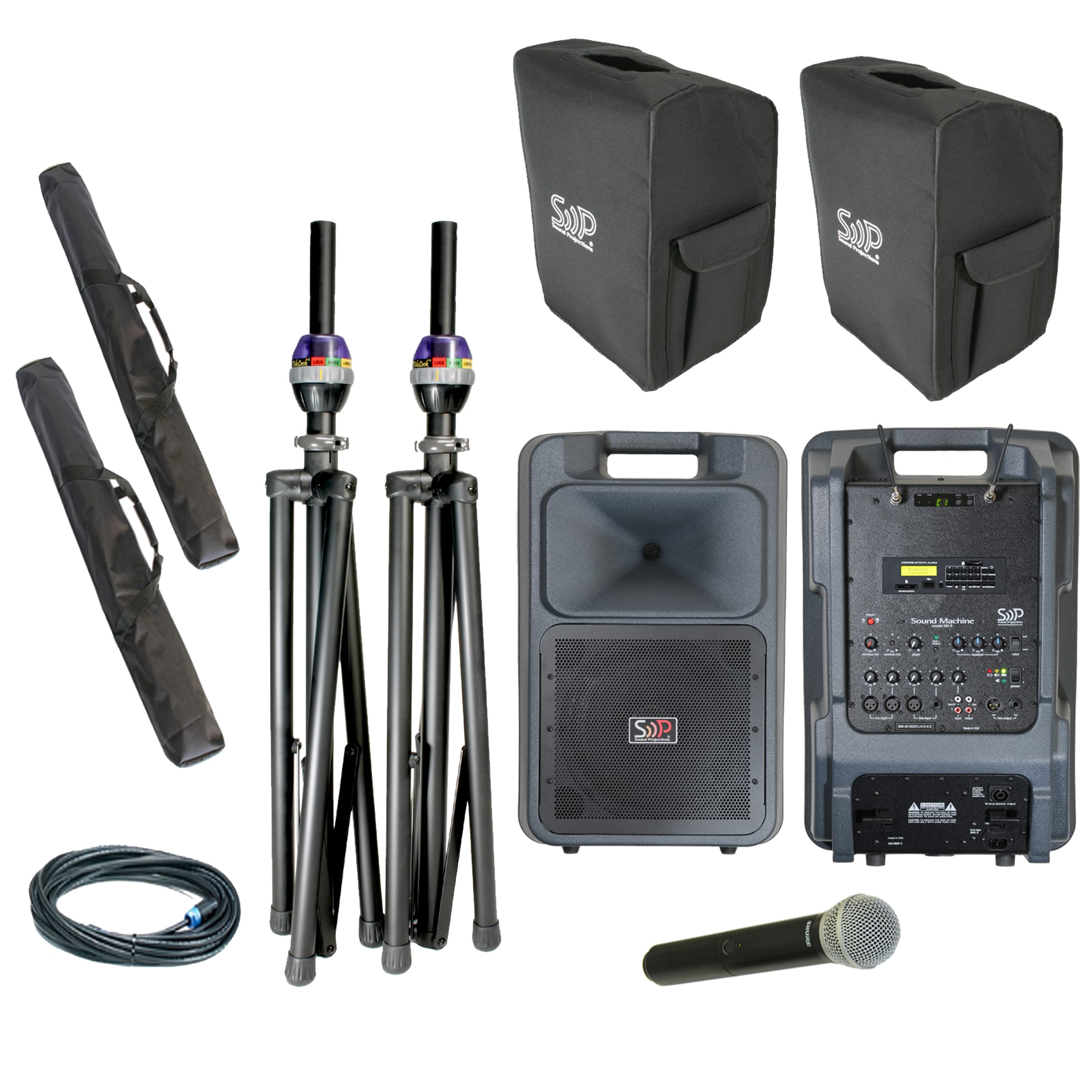 Sound Projections SM-5 Deluxe Handheld UHF Wireless Bluetooth/MP3 Package with Comp Speaker Portable PA Speaker
