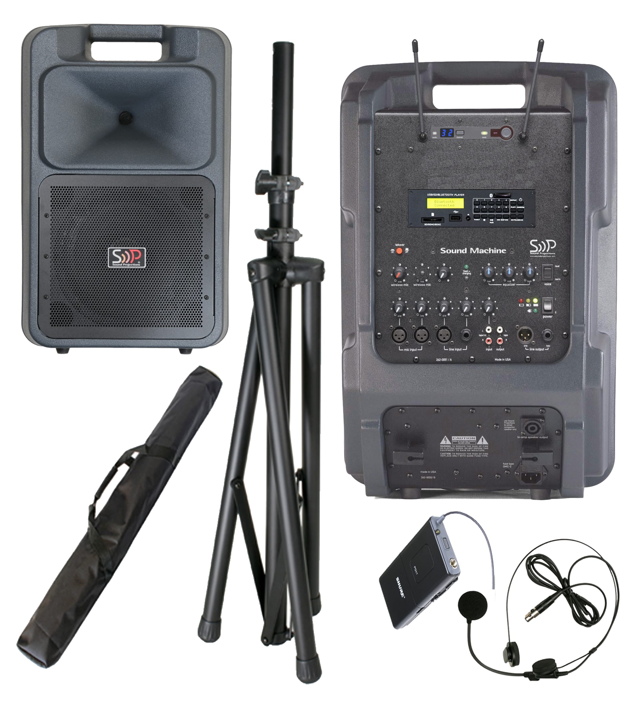 Sound Projections SM-5 with 60ch. Digital Headset Wireless Bluetooth/MP3 Package Portable PA System