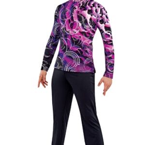 Styleplus Genesis Guard and Percussion Uniform MTO (Top)-Costume Print 304 with Metallic Texture Pattern Spiral 2000 in Lilac