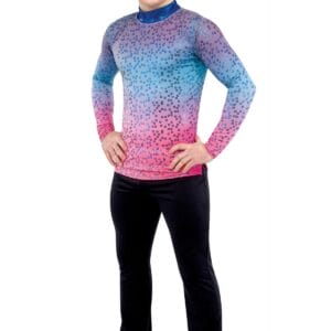 Styleplus Genesis Guard and Percussion Uniform MTO (Top)-Costume Print 311 with Metallic Texture Pattern 11000 in Electric Blue