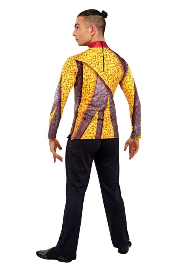 Styleplus Genesis Guard and Percussion Uniform MTO (Top)-Costume Print 343 with Metallic Texture Pattern 11000 in Red