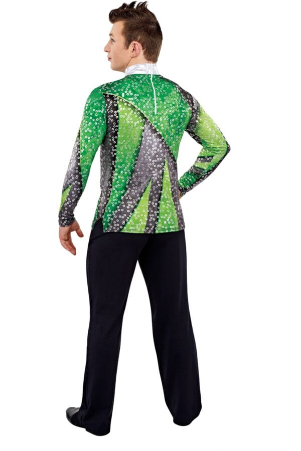 Styleplus Genesis Guard and Percussion Uniform MTO (Top)-Costume Print 337 with Metallic Texture Pattern 11000 in Silver