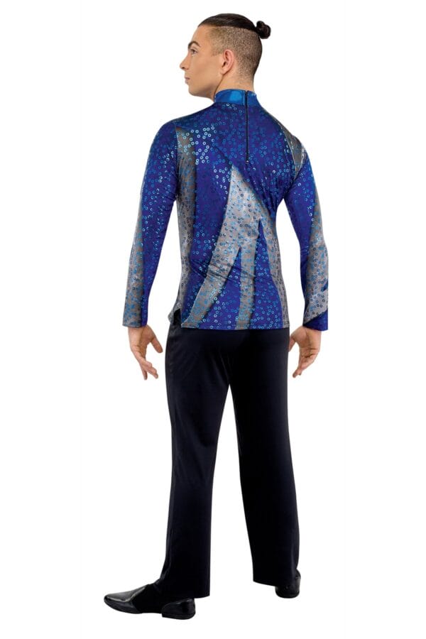 Styleplus Genesis Guard and Percussion Uniform MTO (Top)-Costume Print 342 with Metallic Texture Pattern 11000 in Electric Blue