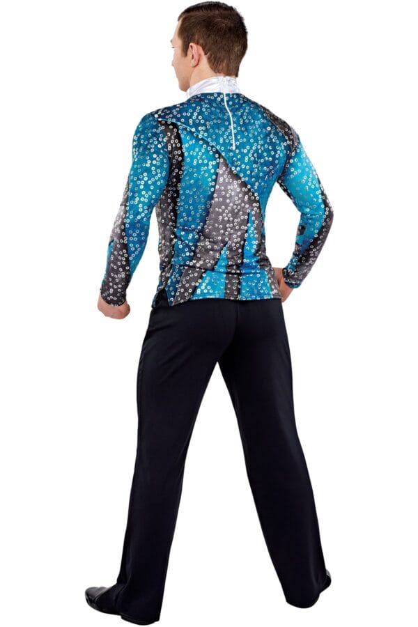 Styleplus Genesis Guard and Percussion Uniform MTO (Top)-Costume Print 341 with Metallic Texture Pattern 11000 in Silver