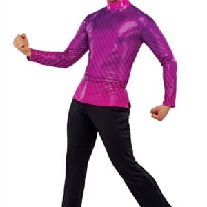 Styleplus Genesis Guard and Percussion Uniform MTO (Top)-Costume Print 321 with Metallic Texture Pattern 13000 in Magenta