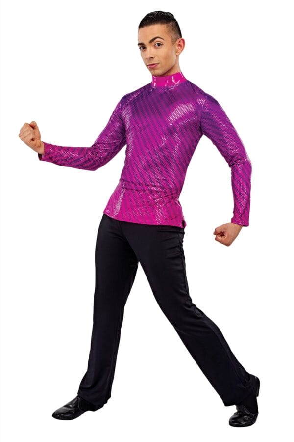 Styleplus Genesis Guard and Percussion Uniform MTO (Top)-Costume Print 321 with Metallic Texture Pattern 13000 in Magenta