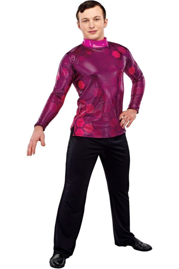 Styleplus Genesis Guard and Percussion Uniform MTO (Top)-Costume Print 334 with Metallic Texture Pattern 13000 in Magenta