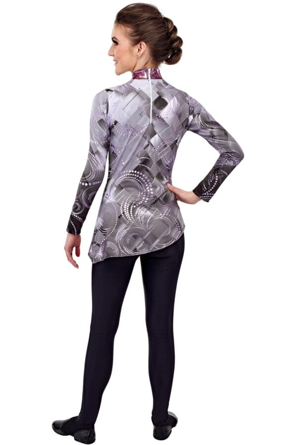 Styleplus Genesis Guard and Percussion Uniform MTO (Tunic)-Costume Print 307 with Metallic Texture Pattern Spiral 2000 in Lilac