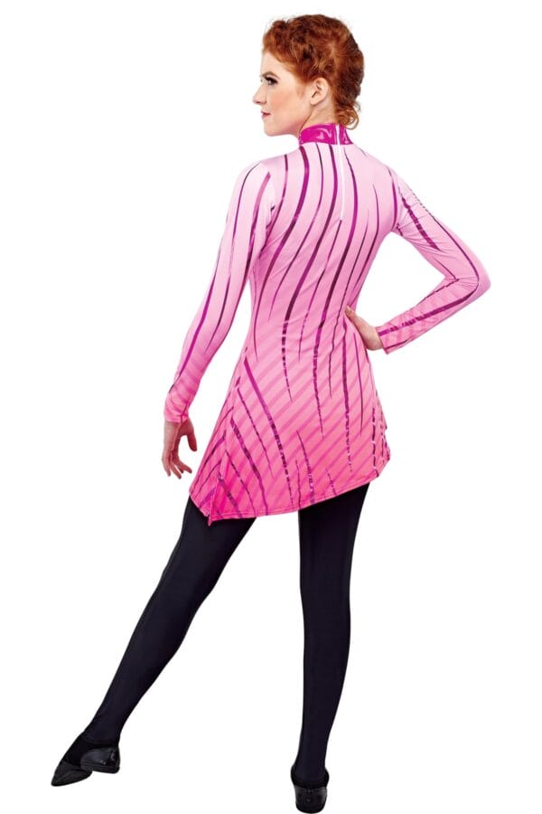 Styleplus Genesis Guard and Percussion Uniform MTO (Tunic)-Costume Print 319 with Metallic Texture Pattern Stripes 3000 in Magenta