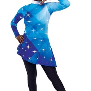 Styleplus Genesis Guard and Percussion Uniform MTO (Tunic)-Costume Print 316 with Metallic Texture Pattern 7000 in Silver