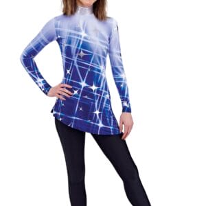 Styleplus Genesis Guard and Percussion Uniform MTO (Tunic)-Costume Print 331 with Metallic Texture Pattern 7000 in Silver
