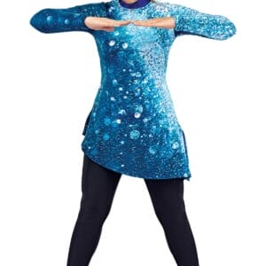 Styleplus Genesis Guard and Percussion Uniform MTO (Tunic)-Costume Print 309 with Metallic Texture Pattern 11000 in Electric Blue