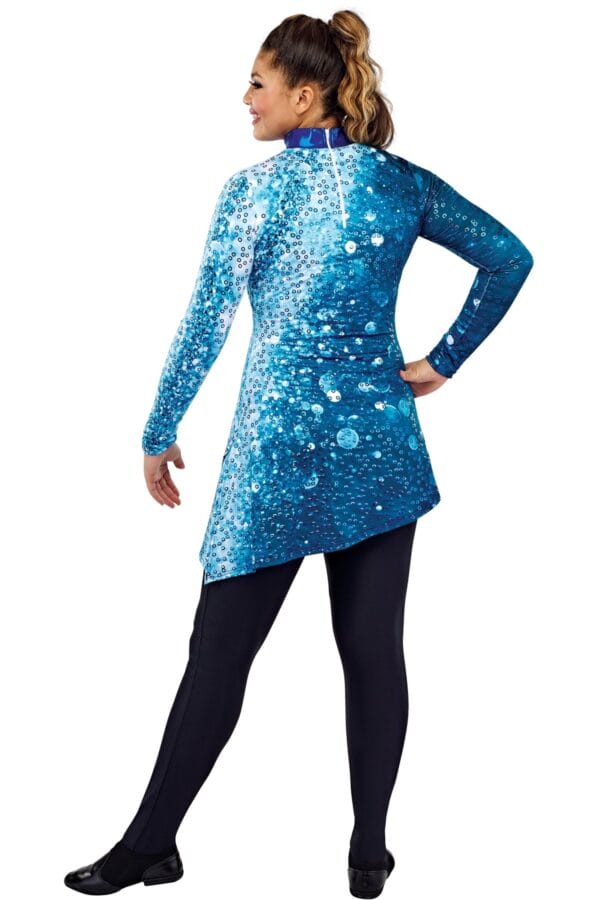 Styleplus Genesis Guard and Percussion Uniform MTO (Tunic)-Costume Print 309 with Metallic Texture Pattern 11000 in Electric Blue