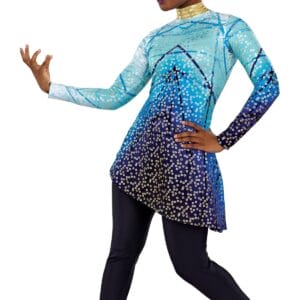 Styleplus Genesis Guard and Percussion Uniform MTO (Tunic)-Costume Print 303 with Metallic Texture Pattern 11000 in Gold