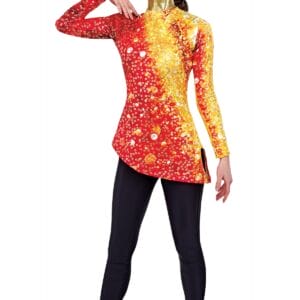 Styleplus Genesis Guard and Percussion Uniform MTO (Tunic)-Costume Print 308 with Metallic Texture Pattern 11000 in Gold