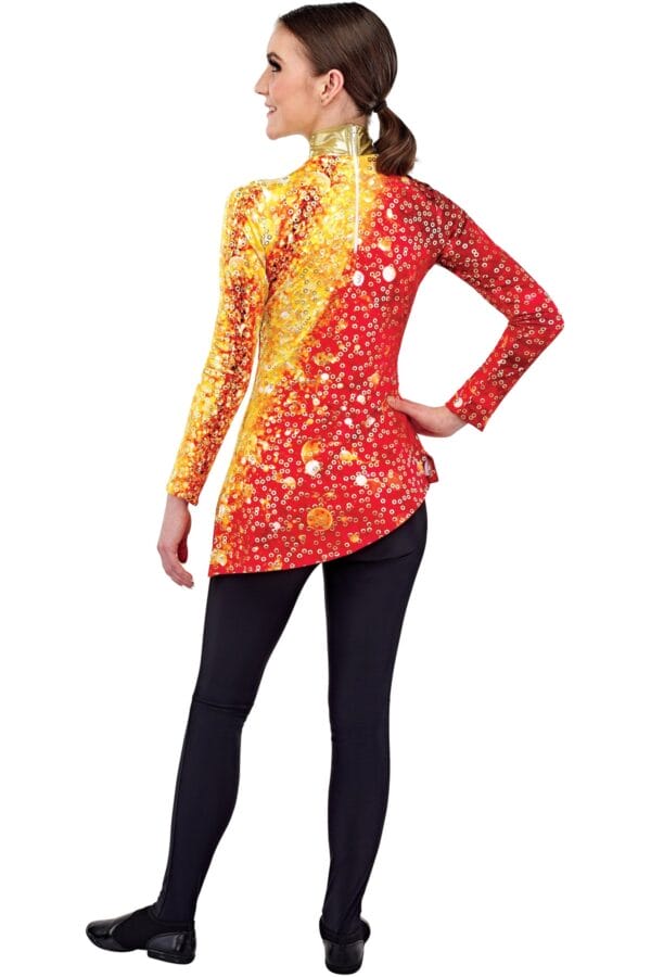 Styleplus Genesis Guard and Percussion Uniform MTO (Tunic)-Costume Print 308 with Metallic Texture Pattern 11000 in Gold