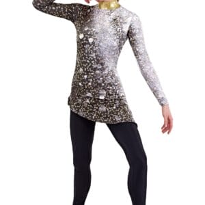 Styleplus Genesis Guard and Percussion Uniform MTO (Tunic)-Costume Print 310 with Metallic Texture Pattern 11000 in Gold