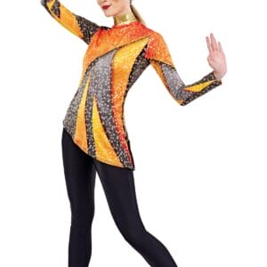 Styleplus Genesis Guard and Percussion Uniform MTO (Tunic)-Costume Print 344 with Metallic Texture Pattern 11000 in Gold
