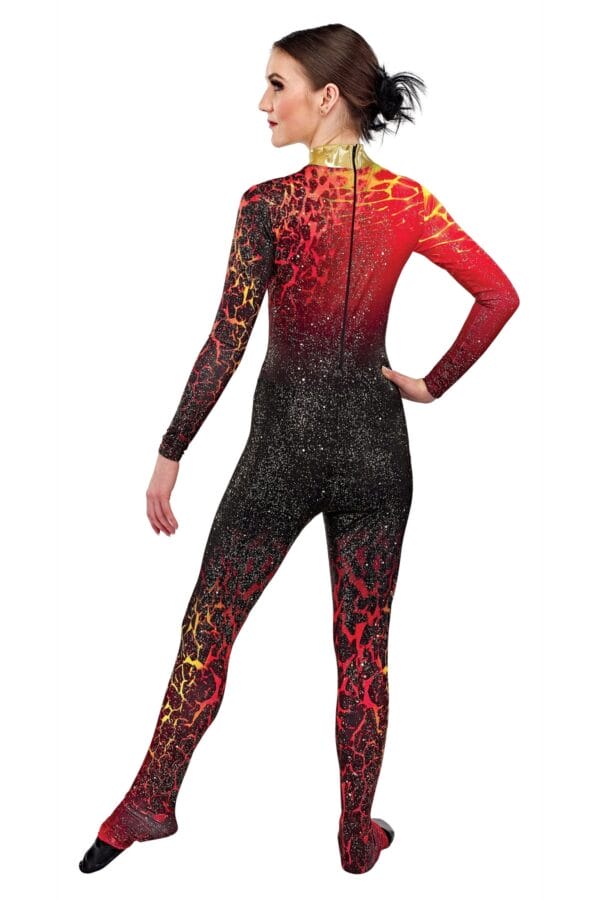 Styleplus Genesis Guard and Percussion Uniform MTO (Unitard)-Costume Print 332 with Metallic Texture Pattern 6000 in Gold