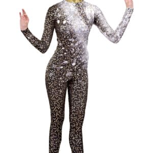 Styleplus Genesis Guard and Percussion Uniform MTO (Unitard)-Costume Print 310 with Metallic Texture Pattern 11000 in Gold