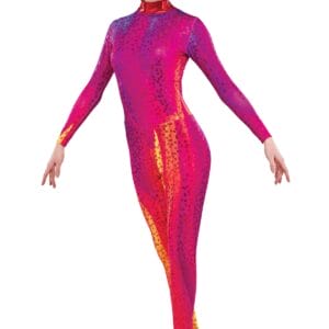 Styleplus Genesis Guard and Percussion Uniform MTO (Unitard)-Costume Print 327 with Metallic Texture Pattern 11000 in Red