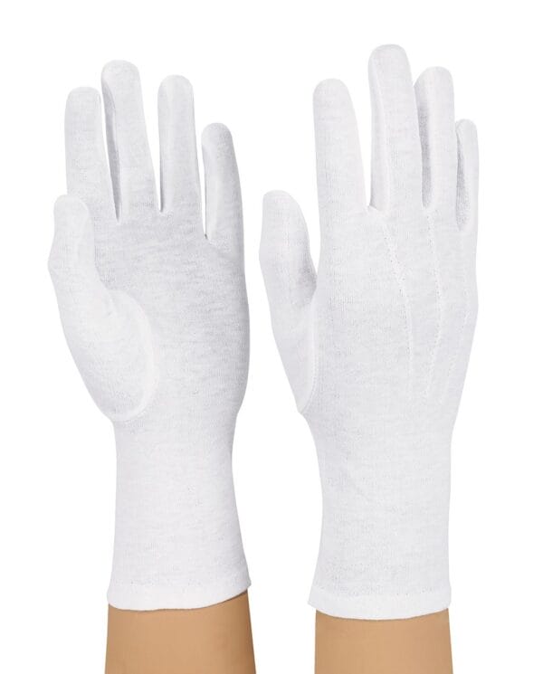 Styleplus White Long-Wristed Poly-Nylon Stretch Marching Band Guard and Military Gloves