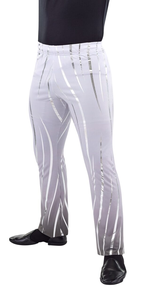 Styleplus Genesis Guard and Percussion Uniform MTO (Pants)-Costume Print 320 with Metallic Texture Pattern Stripes 3000 in Silver
