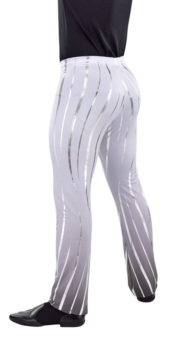 Styleplus Genesis Guard and Percussion Uniform MTO (Pants)-Costume Print 320 with Metallic Texture Pattern Stripes 3000 in Silver