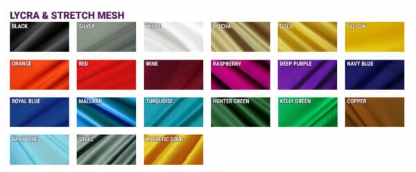 Styleplus Transform Lycra & Mesh Color Chart