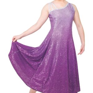 Styleplus Graceful Dress 1 Shoulder Ombre Micro Sequin MTO Color Guard Uniform (11 Colors Available) (Minimum Order of 6 Required)